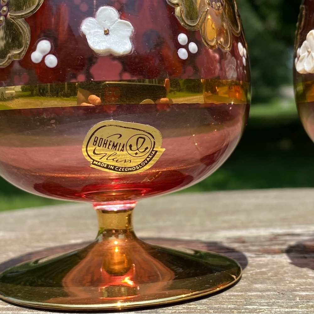 Vintage MCM Bohemia Glam Czech Brandy Crystal Glasses - Picture 5 of 10